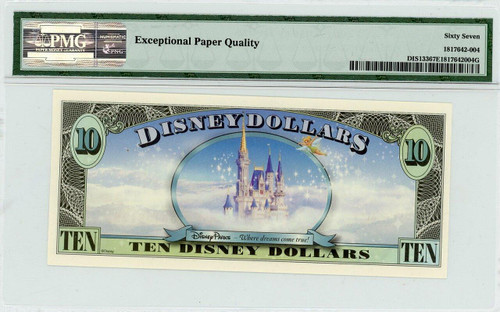 2007 $10 Disney Dollar Cinderella 20th Anniv. PMG 67 EPQ