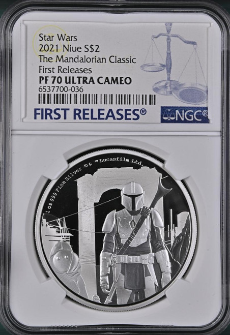 Star Wars The Mandalorian Classic Star Wars 2021 Niue Sdollar2 NGC PF70 UC FIRST RELEASES Star Wars The Mandalorian Classic Star Wars 2021 Niue Sdollar2 NGC PF70 UC FIRST RELEASES