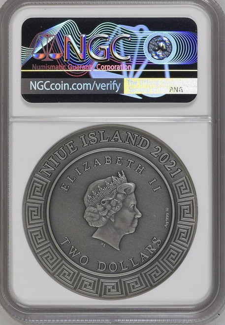 Numiartis 2021 MW Niue Gods Series Zeus High Relief 2 oz Silver Antiqued dollar2 Coin NGC 70 FR Numiartis 2021 MW Niue Gods Series Zeus High Relief 2 oz Silver Antiqued dollar2 Coin NGC 70 FR