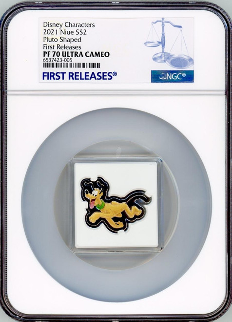 Disney Pluto 2021 Niue 1oz Silver Shaped Coin NZ Mint $2 PF70 FR