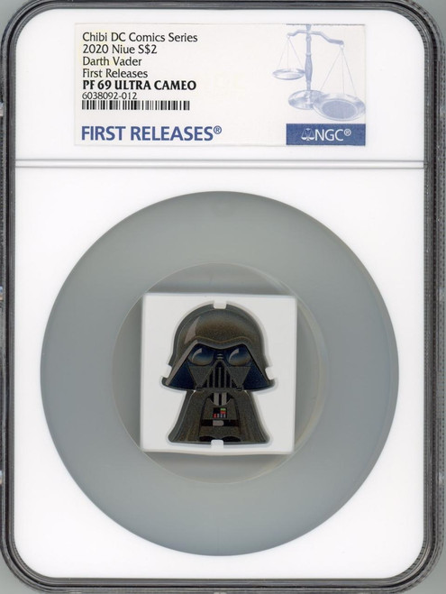 NZ MINT ​​RARE ERROR LABEL 2020 Niue dollar2 Chibi Star Wars Series Darth Vader NGC PF69 FR