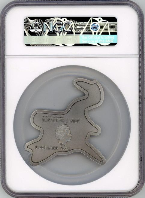 Jurassic World NEW Jurassic World Mosasaurus Coin 2022 Niue dollar5 2oz Silver Antiqued NGC 70 FR