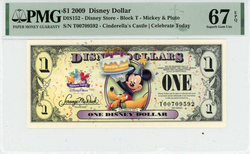 2009 $1 Disney Dollar Mickey & Pluto PMG 66 EPQ (DIS152)