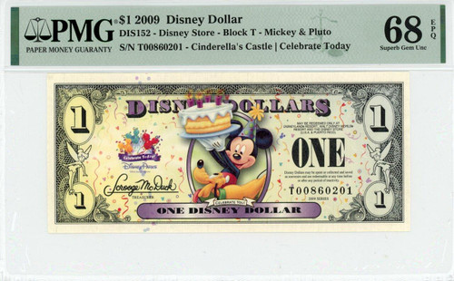 2009 $1 Disney Dollar Mickey & Pluto PMG 66 EPQ (DIS149) - Elite