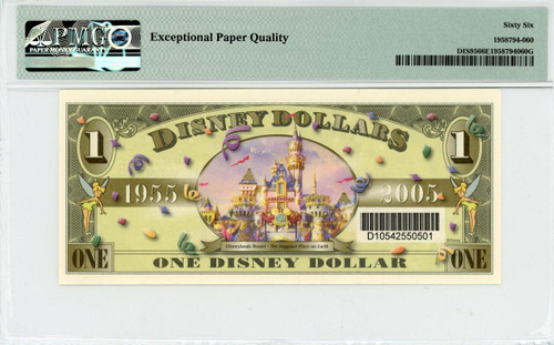 2005 $1 Disney Dollar Dumbo (bar Code) PMG 66 EPQ (DIS95)