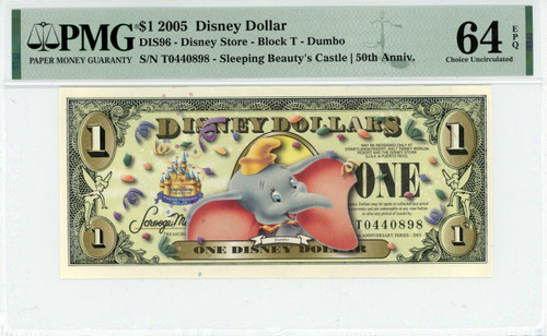 2005 $1 Disney Dollar Dumbo (no Bar Code) PMG 64 EPQ (DIS96)