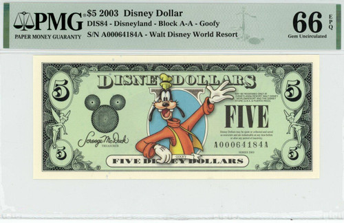 2003 $5 Disney Dollar Goofy PMG 66 EPQ (DIS84)