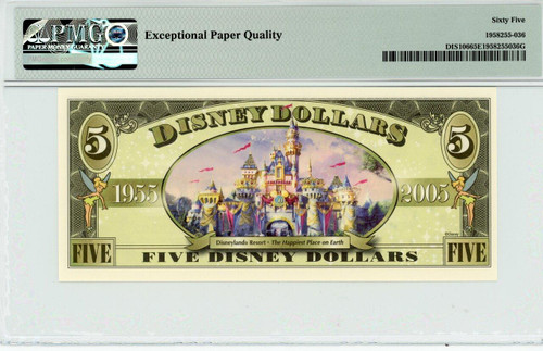 2005 $5 Disney Dollar Donald Duck (No Bar Code) PMG 65 EPQ (DIS106)