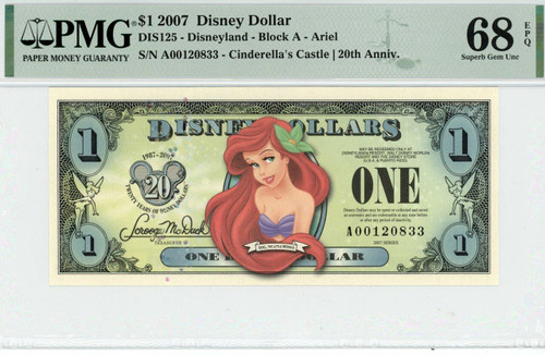 2007 $1 Disney Dollar Ariel PMG 68 EPQ (DIS125) | Elite Coinage Co.