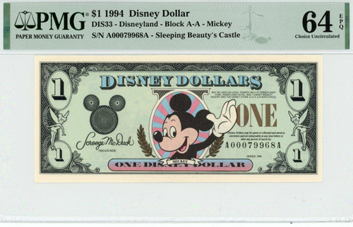 1994 $1 Disney Dollar Mickey PMG 64 EPQ (DIS33)