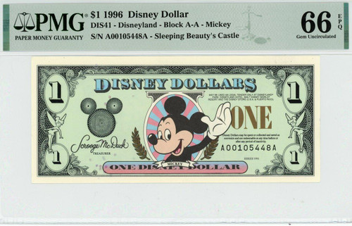 1996 $1 Disney Dollar Mickey PMG 68 EPQ (DIS41) | Elite Coinage Co.