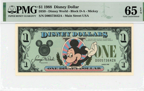 1988 $1 Disney Dollar Mickey PMG 69 EPQ TOP POP (DIS7) | Elite