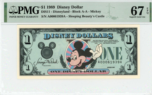 1989 $1 Disney Dollar Mickey PMG 65 EPQ (DIS13) | Elite Coinage Co.