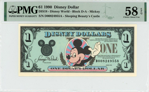 1990 $1 Disney Dollar Mickey PMG 58 EPQ (DIS18)