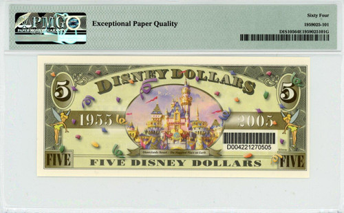 2005 $5 Disney Dollar Donald Duck (bar Code) PMG 64 EPQ (DIS105)