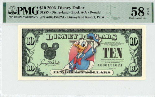 2003 $10 Disney Dollar Donald PMG 58 EPQ (DIS85)