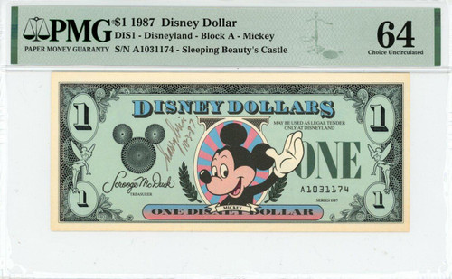 Disney Dollar 1ドル ミッキーマウス シンデレラ城 2枚 1987 $1 Disney Dollar Mickey PMG 64 EPQ (DIS1) | Elite Coinage Co.