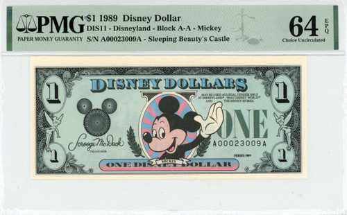 1989 $1 Disney Dollar Mickey PMG 64 EPQ (DIS11)