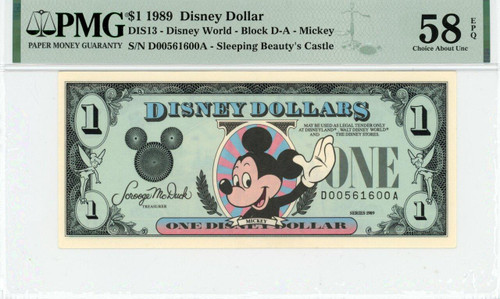 1989 $1 Disney Dollar Mickey PMG 58 EPQ (DIS13)