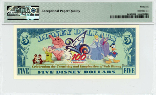 2002 $5 Disney Dollar Snow White PMG 65 EPQ (DIS78) - Elite