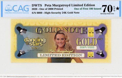 Disney Dancing With the Stars Limited Edition 24K Gold Note Peta Murgatroyd First 100 Issued 70 ✮ EPQ by CAG Disney Dancing With the Stars Limited Edition 24K Gold Note Peta Murgatroyd First 100 Issued 70 ✮ EPQ by CAG