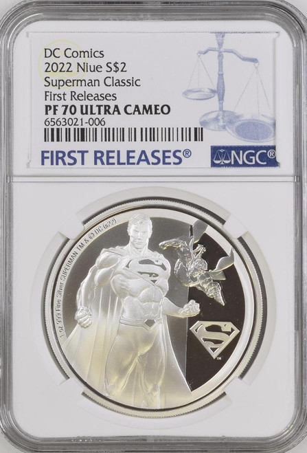 SUPERMAN CLASSIC 2022 DC COMICS 1 oz. SILVER COIN NGC PF70 FIRST RELEASES