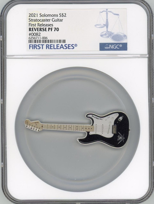 2021 Solomons $2 Stratocaster Guitar Silver Coin NGC 70 FR # 0082