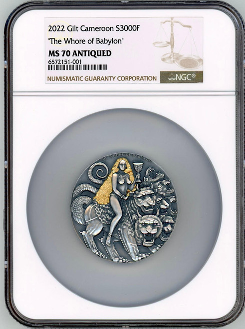 Mint XXI 2022 Cameroon The Whore Of Babylon Antique Finish 3oz Silver Coin NGC 70 Mint XXI 2022 Cameroon The Whore Of Babylon Antique Finish 3oz Silver Coin NGC 70