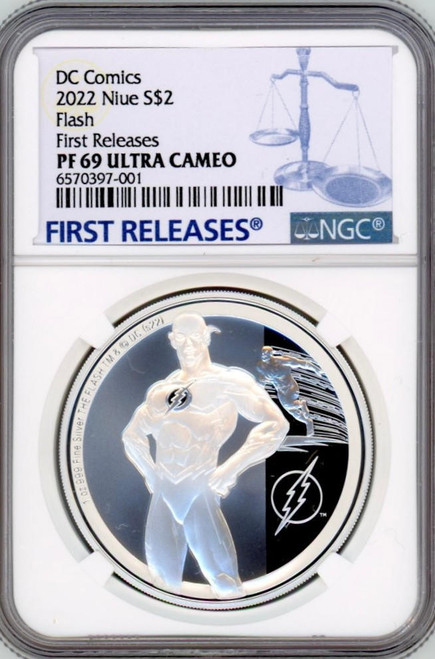 2022 Niue 1 oz Silver Coin $2 DC Classics: THE FLASH NGC PF69 FR
