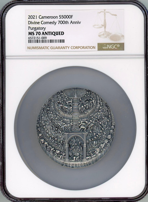 Mint XXI The Cameroon 2021 Divine Comedy Purgatory Dante Alighieri Silver Coin 5oz NGC 70 Mint XXI The Cameroon 2021 Divine Comedy Purgatory Dante Alighieri Silver Coin 5oz NGC 70