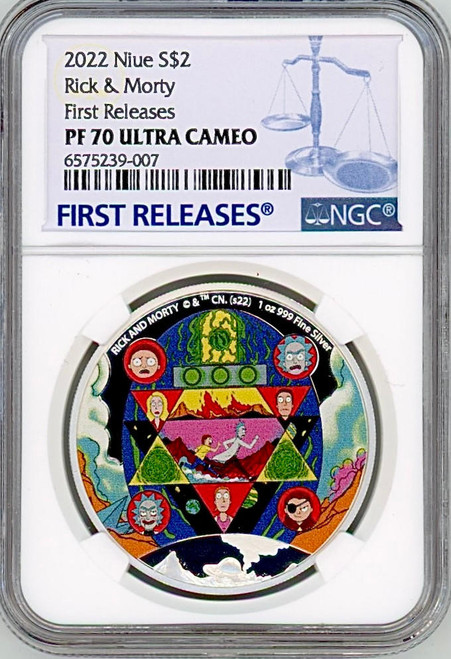 2022 RICK AND MORTY 1 oz. SILVER COIN NGC PF70 FIRST RELEASES
