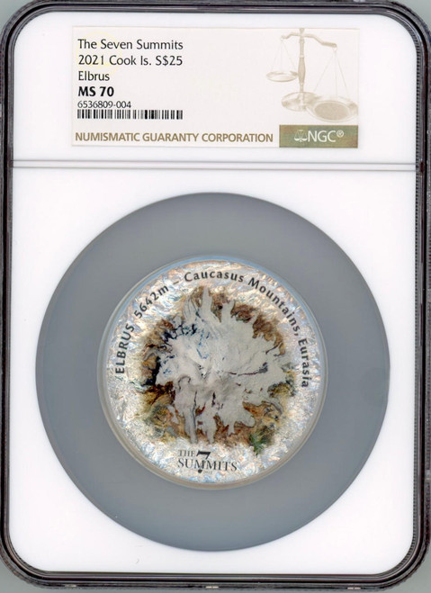 CIT Coin Invest AG CIT 2021 Cook Is Elbrus The Seven 7 Summits Sdollar25 5oz Silver Coin NGC MS 70 UC CIT Coin Invest AG CIT 2021 Cook Is Elbrus The Seven 7 Summits Sdollar25 5oz Silver Coin NGC MS 70 UC