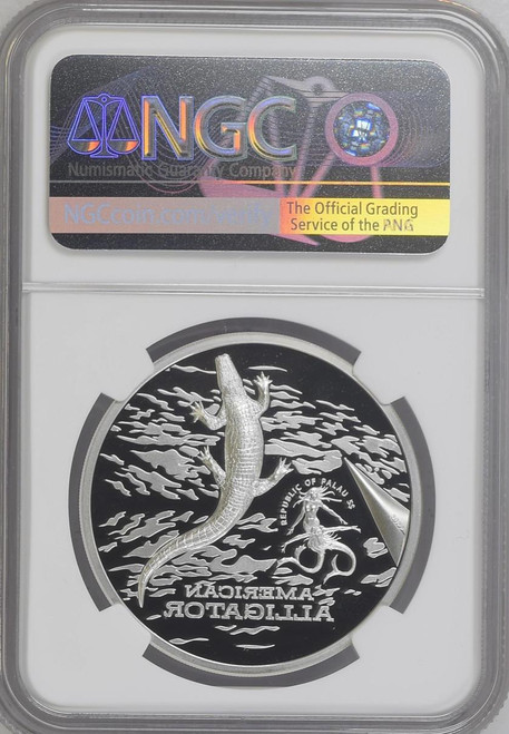 CIT Coin Invest AG 2022 Palau American Alligator UHR 1oz .999 Silver Coin Crocodile NGC 70 FR OGP