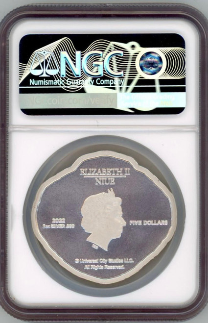 2022 Niue $5 2oz Silver E.t. 40th Anniversary Shaped Colorized Coin NGC 70 FR