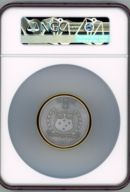 The Lord of the Rings 2023 Samoa $5 LOTR The One Ring 3oz Silver Coin 24k Gold Plated 3D Ring Edge NGC 