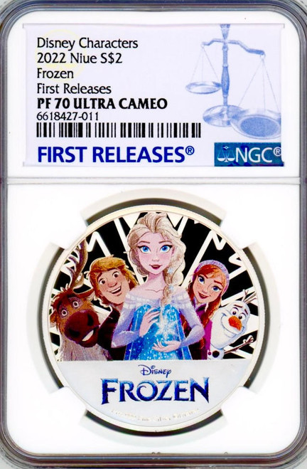 Disney 2022 Niue Frozen Disney Characters 1oz Silver coin $2  NGC PF70 FR  Disney 2022 Niue Frozen Disney Characters 1oz Silver coin $2  NGC PF70 FR