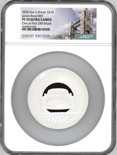 JAMES BOND 007 2020 GREAT BRITAIN 5oz SILVER COIN NGC PF 70 UC  FIRST 250 STRUCK   JAMES BOND 007 2020 GREAT BRITAIN 5oz SILVER COIN NGC PF 70 UC  FIRST 250 STRUCK