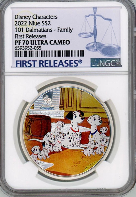 2022 Niue Disney Characters 101 Dalmatians Family NGC PF 70 FR