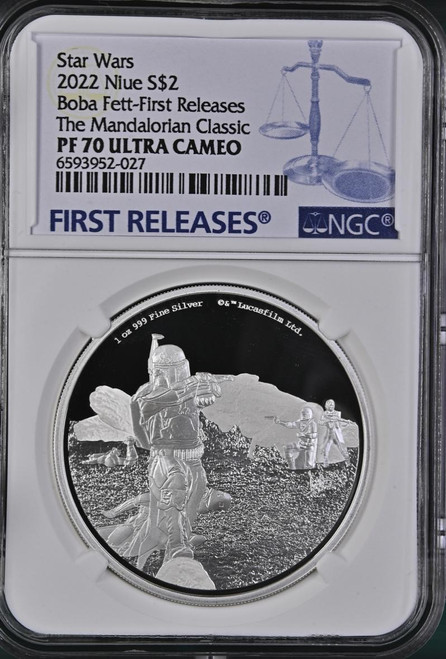 2022 Niue $20 Star Wars Mandalorian Beskar Bar 10oz MS 67 ANTIQUED