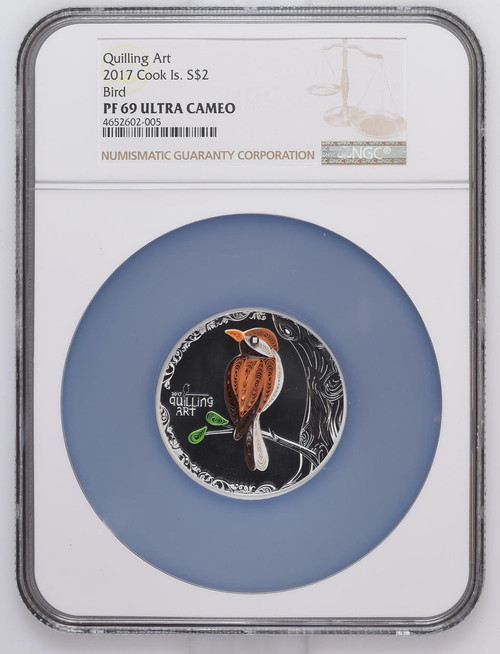 BIRD QUILLING ART 2017  1/2oz SILVER COIN $2 NGC PF 69 UC   BIRD QUILLING ART 2017  1/2oz SILVER COIN $2 NGC PF 69 UC