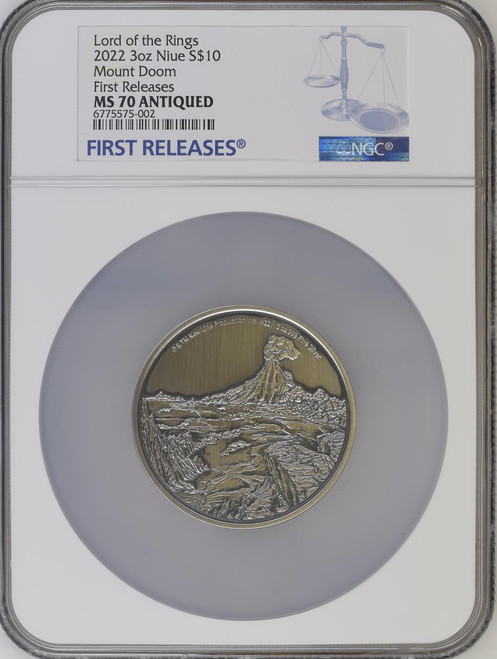 The Lord of the Rings 2022 LORD OF THE RINGS MOUNT DOOM  3oz SILVER COIN NGC PF70 FIRST RELEASE  The Lord of the Rings 2022 LORD OF THE RINGS MOUNT DOOM  3oz SILVER COIN NGC PF70 FIRST RELEASE