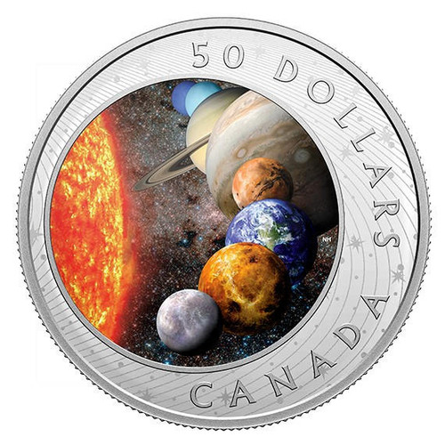 2021 CANADA $50 THE SOLAR SYSTEM FINE SILVER BLACK LIGHT INCLUDED