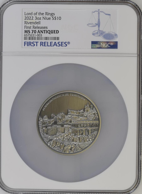 The Lord of the Rings 2022 Niue The Lord Of The Rings Rivendell 3oz Silver Coin NGC 70 FR  The Lord of the Rings 2022 Niue The Lord Of The Rings Rivendell 3oz Silver Coin NGC 70 FR