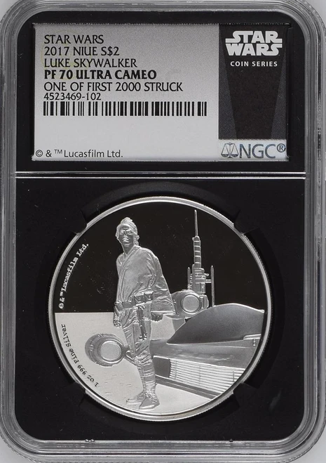 Star Wars™ 2017 Niue STAR WARS LUKE SKYWALKER 1oz Silver $2 COIN LOW COA 00093 NGC 70 FR 