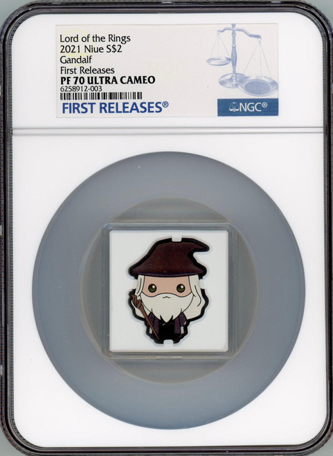 The Lord of the Rings 2021 Niue 1 oz Silver Chibi Coin Collection: Gandalf the Grey NGC 70 FR  The Lord of the Rings 2021 Niue 1 oz Silver Chibi Coin Collection: Gandalf the Grey NGC 70 FR