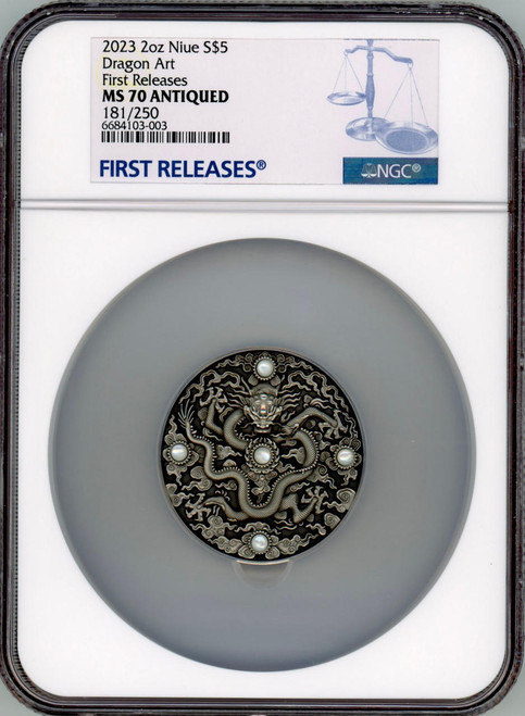 ArtMint 2023 Niue Chinese Dragon Art 2 Oz Silver Coin $5 NGC 70 FR Top Pop 2 Only  ArtMint 2023 Niue Chinese Dragon Art 2 Oz Silver Coin $5 NGC 70 FR Top Pop 2 Only