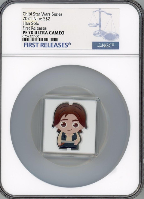 Star Wars™ STAR WARS  HAN Solo  1oz SILVER CHIBI COIN 2021 NIUE NGC PF70 UC FR  Star Wars™ STAR WARS  HAN Solo  1oz SILVER CHIBI COIN 2021 NIUE NGC PF70 UC FR