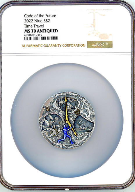 Mint of Gdansk TIME TRAVEL CODE OF THE FUTURE 2022 Niue  $2 Silver coin Glow in Dark  Mint of Gdansk TIME TRAVEL CODE OF THE FUTURE 2022 Niue  $2 Silver coin Glow in Dark