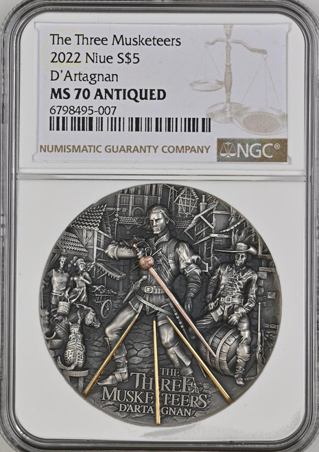 Carpathian Mint D'ARTAGNAN The Three Musketeers 2 Oz Silver Coin 5$ 2022 Niue NGC 70  Carpathian Mint D'ARTAGNAN The Three Musketeers 2 Oz Silver Coin 5$ 2022 Niue NGC 70