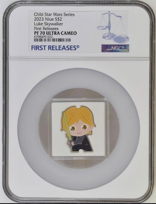 Star Wars Luke Skywalker Shaped 2023 Niue 1oz Silver Coin NGC 70 FR